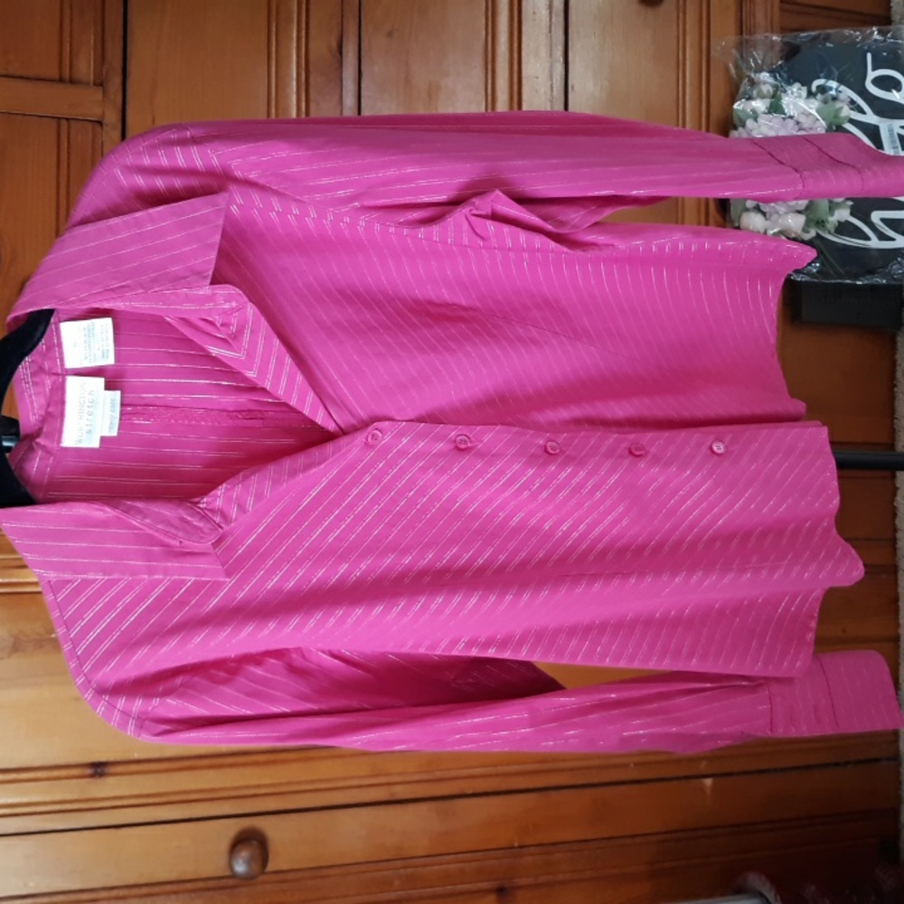 Worthington Stretch Easy Care Hot Pink/Silver Blouse